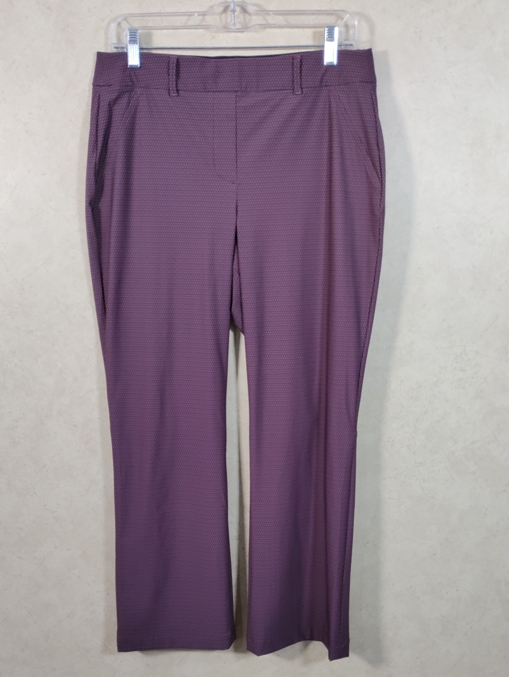 H083 SPANX Women's Plum Print Straight-Leg Trousers L New